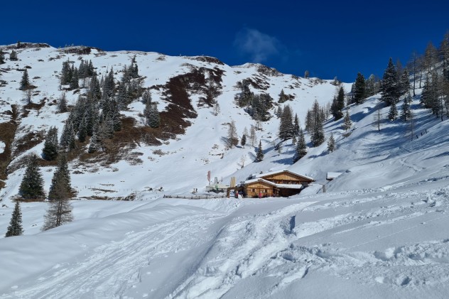 Stärkung gibt es auf der Loosbühelalm, sie hat auch im Winter geöffnet. Stärkung gibt es auf der Loosbühelalm, sie hat auch im Winter geöffnet.